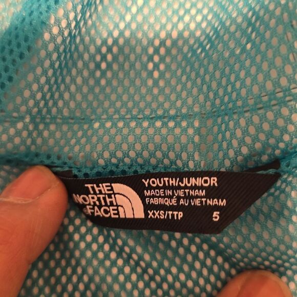 Teal Northface youth Rain jacket with mesh lining 5 - Picture 5 of 6